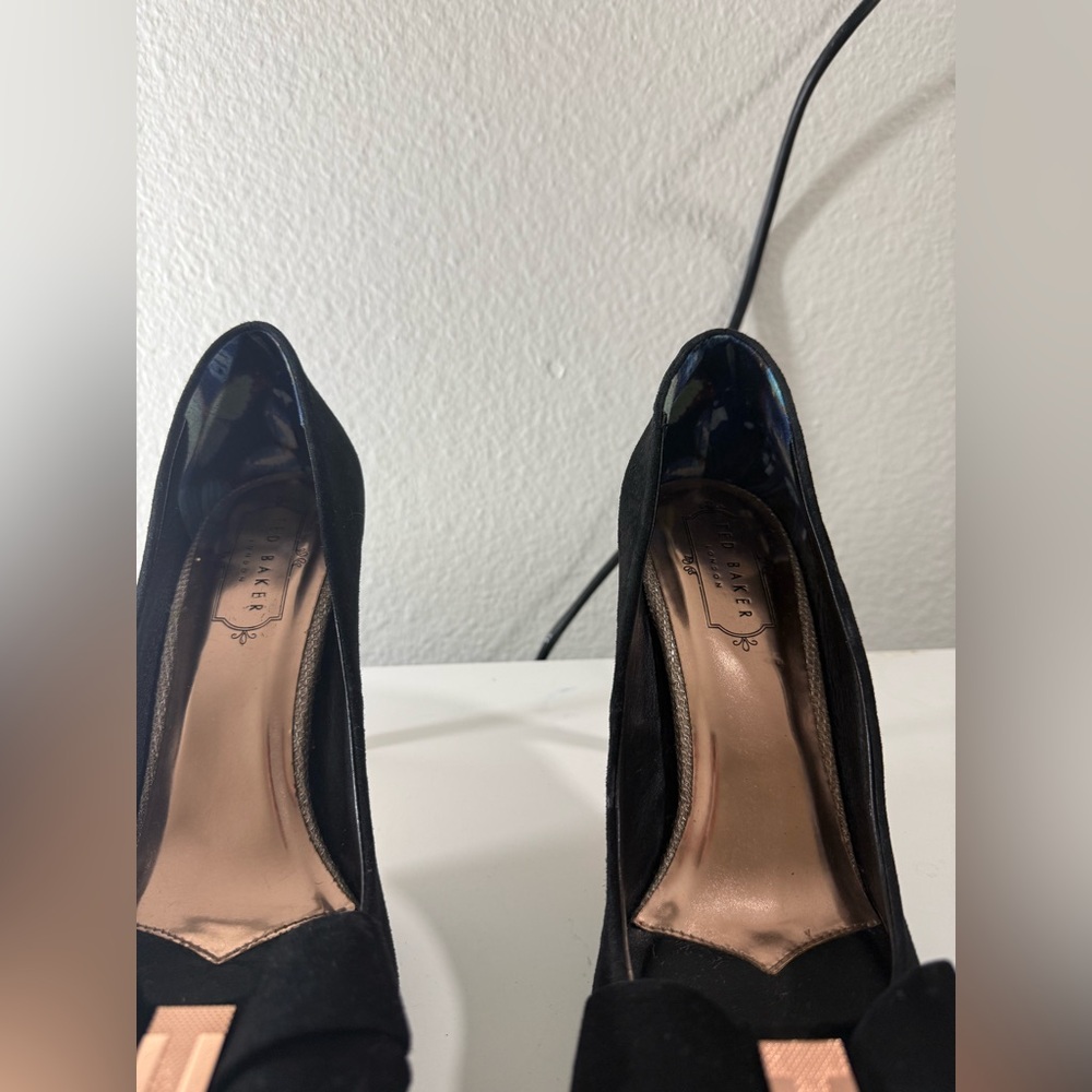Ted Baker Black Heels with Bow Accent - Picture 2 of 8
